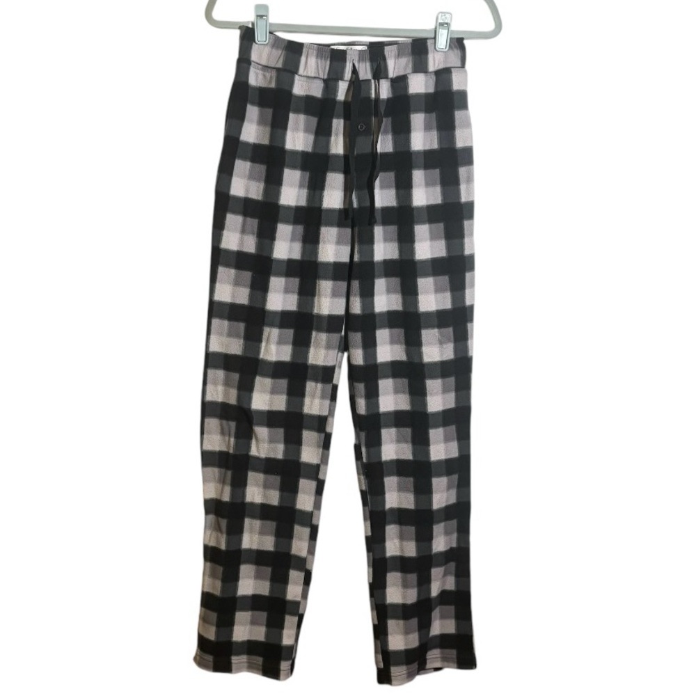 Fleece Lounge Pants Men’s Small Micro Fleece Black Gray Plaid Goodfellow and Co